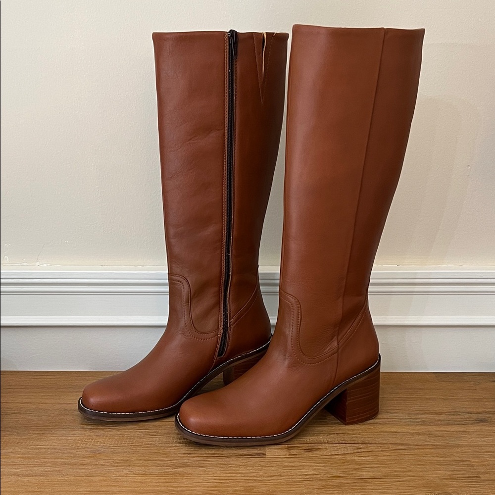 Portland Leather Patina Oslo Knee High Leather Boots Tawny 7